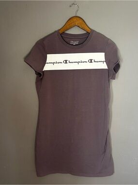 Champion T Shirt Dress Size Small Purple Logo Stripe Bodycon Casual Dress